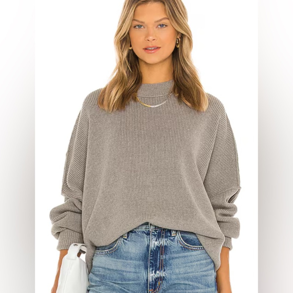 Free People Easy Street tunic sweater oversized knit mock neck drop shoulder